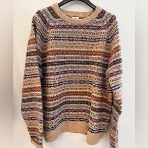 J. Crew Fair Isle Sweater 100% Wool XL
